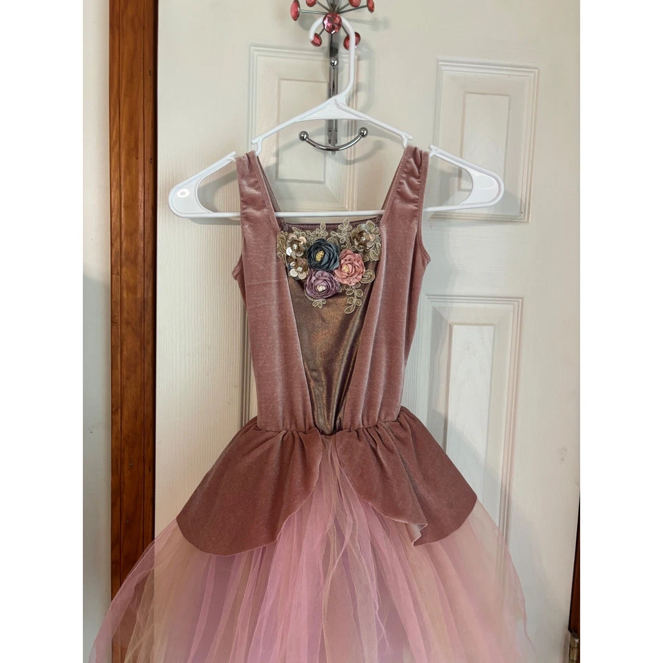 Precioso Disfraz de Princesa Vestido de Ballet Tutú Terciopelo Con Cordones Espalda Rosa Talla Mediana Foto 4 de 4