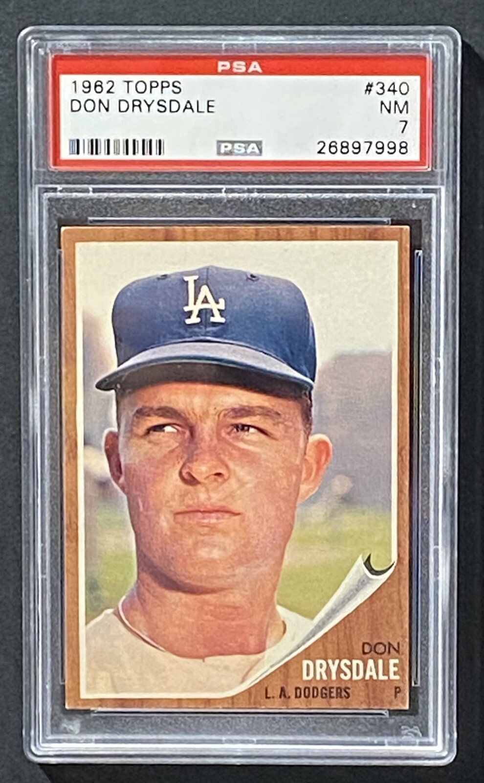 1962 Topps Baseball DON DRYSDALE #340 Near Mint PSA 7