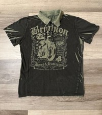 Salvage Distressed Grunge Graphic Polo - Brighton Biker Medium Y2K Affliction