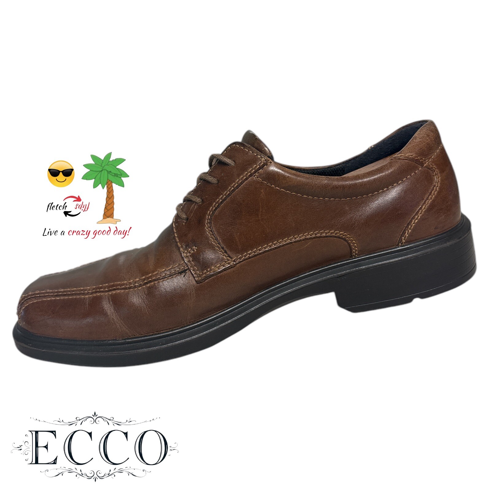 SAOLA Scarpe eleganti derby ECCO uomo Helsinki pelle marrone punta bici euro taglia 43 US 9 9 5
