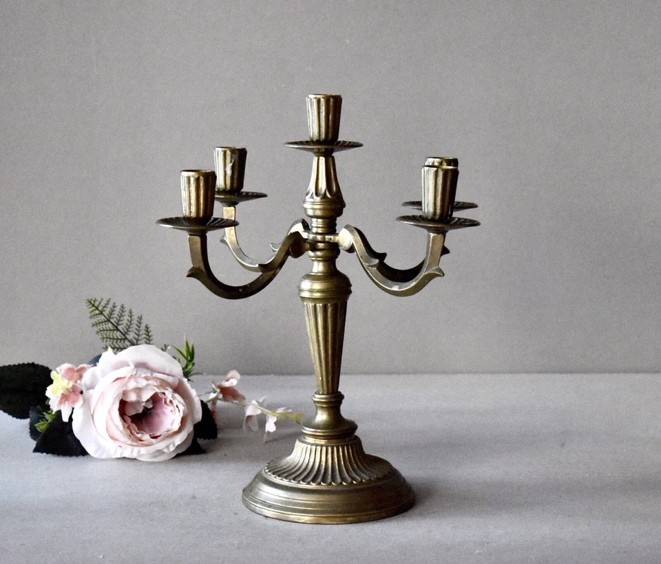Candelabro de bronce vintage Francia decoración del hogar decoración rústica coleccionable Foto 4 de 4