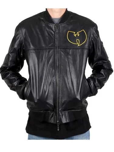 Wu Tang Black Leather Jacket Bomber Jacket image 2