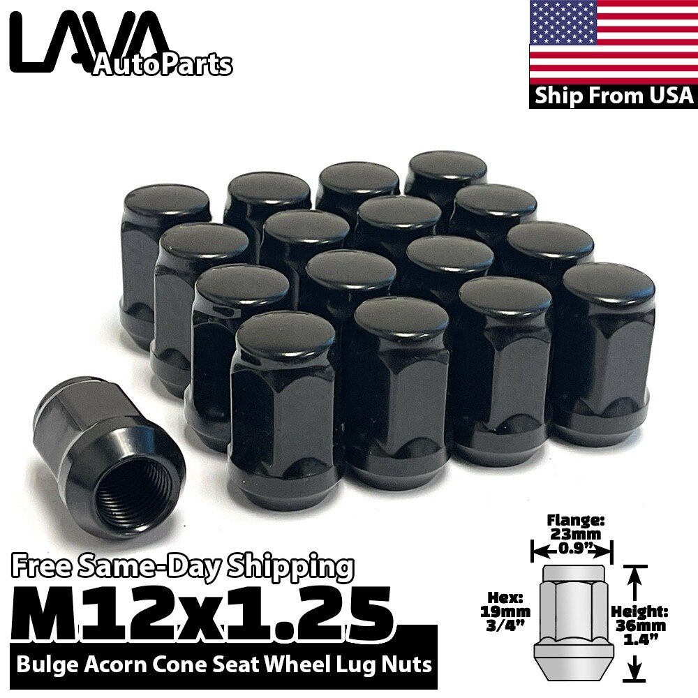 16x Black 12x1.25 Conical Wheel Lug Nut Fit Suzuki Ignis Swift