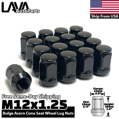 16x Black 12x1.25 Conical Wheel Lug Nut Fit Suzuki Ignis Swift