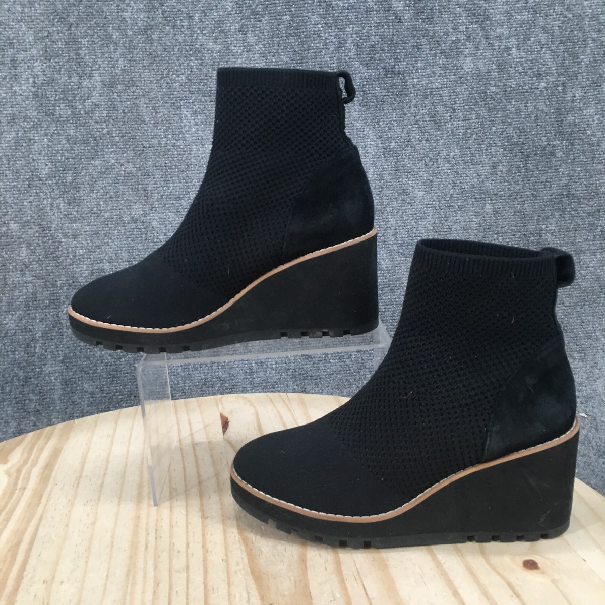 Eileen Fisher Boots Womens 6.5 Quill Stretch Knit Wedge Ankle Boot 