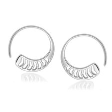 925 Sterling Silver Jewelry Polished Chevron Hoop Earrings for Women Teen 15 MM