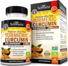 Turmeric Curcumin with Black Pepper Extract 1500mg High Absorption Ultra, 45ct