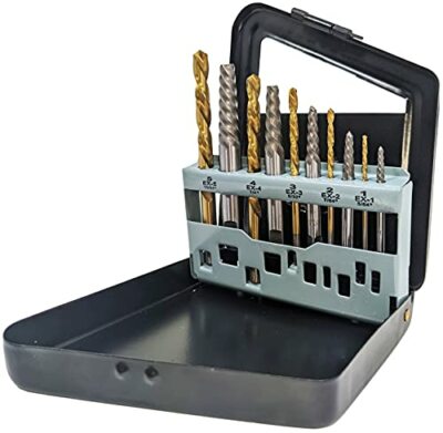 10 Piece Screw Extractor & Left Hand Drill Bit Set, Easily Remove Screws & bolts