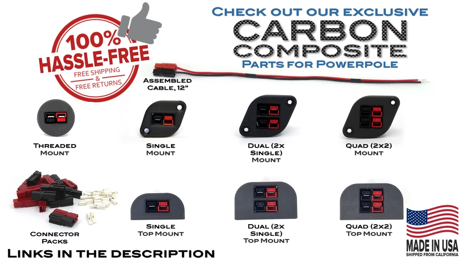 Adaptador de montaje en panel compuesto de carbono con tuerca trasera para Anderson Powerpole Foto 3 de 3