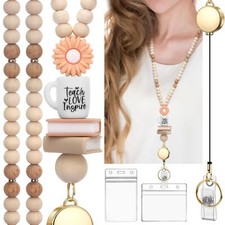 Teacher Lanyard with Id Holder Retractable Lanyards for Id Badges Keys Cute N...