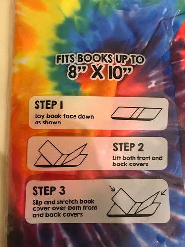 Stretchable Book Cover Tie Dye Learning Craze by Debbie Lynn Fits Most Books NEW - Picture 3 of 3