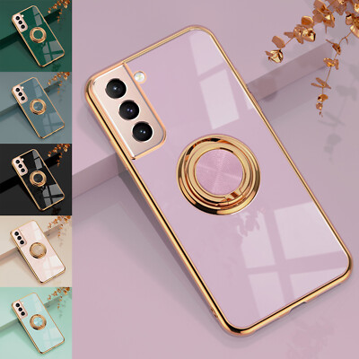 Fashion Shockproof Case For Samsung S25 S24 Ultra S23 FE TPU Soft Ring Cover