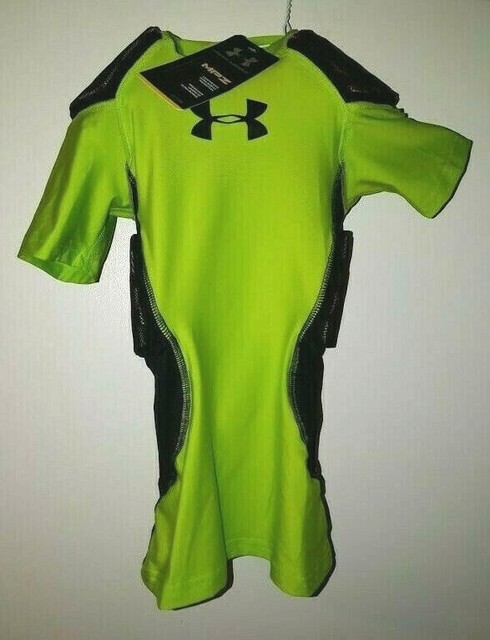 Boys Under Armour MPZ Bright Green Short Sleeve Padded Football Shirt - YSM/P | eBay