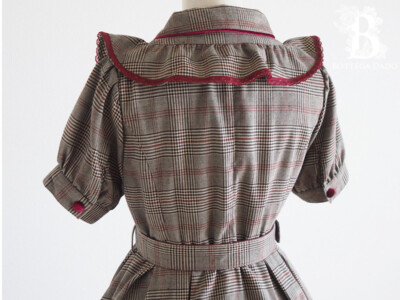 🌹LIZ LISA🌹Glen Plaid Check OnePiece Dress Bordeaux x Brownish