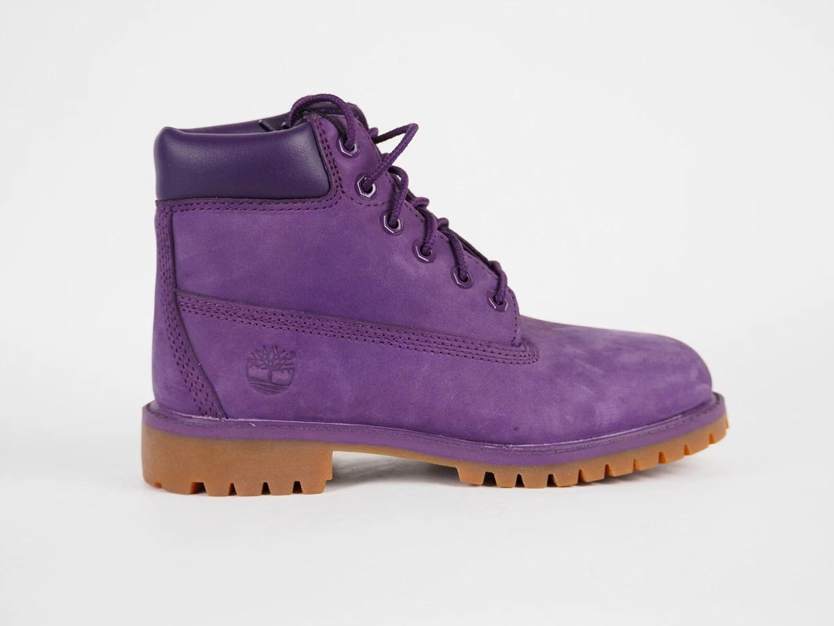 Girls Timberland 6 In Premium A14UC Purple Leather Nubuck Lace Up Chukka Boots