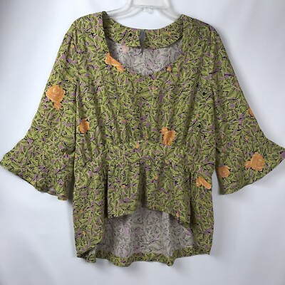 Melissa McCarthy Seven 7 Tunic Top Womens Blouse Semi Sheer Floral Flowysize 1X