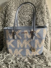NWT Michael Kors Jet Set Carryall Tote Crossbody South Pacific Blue MK Signature