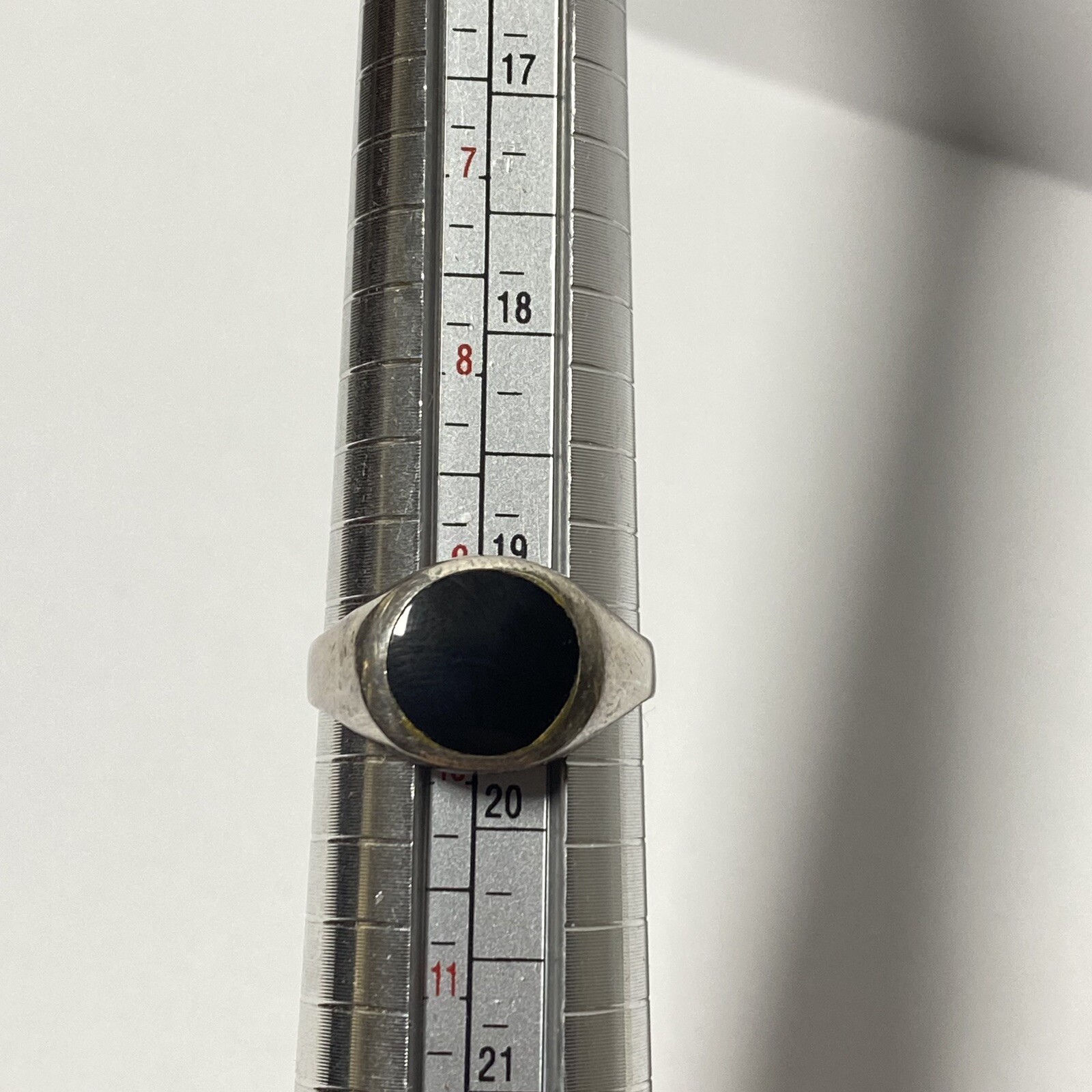 Black Center Statement Ring Silver Tone Marked 925 - image 5