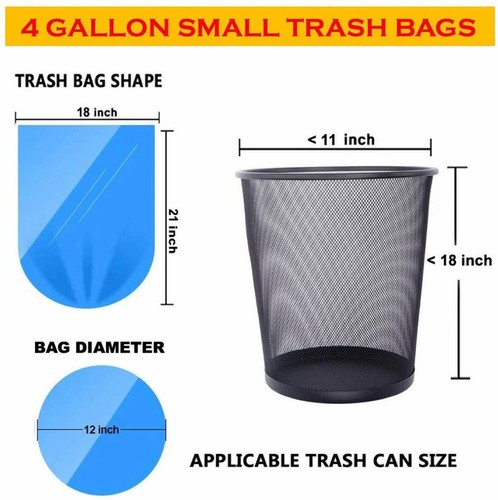 4 Gallon Colored Garbage Bags Bathroom Trash Can Liners (200 count, 5 Colors) - Picture 2 of 9