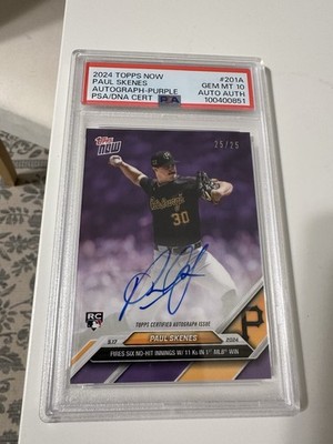 2024 Topps Now Paul Skenes #201A Autograph Purple 25/25 PSA 10 Pirates Rookie
