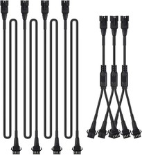 4pcs 2-Feet 4  2 apos; Extension wire  3  1-2 way splitter, Black