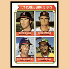 Dave Chalk John Gamble Pete Mackanin Manny Trillo Rookie #597 1974 Topps Card NM