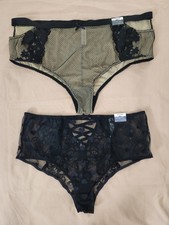 Set of 2 Cacique Mid-Waist Cheeky Panties Size 18/20 Lace Mesh Black NWT