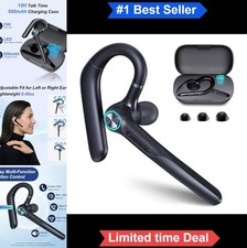 Bluetooth Headset Wireless Earpiece with Mic 15H Talk Time 500mAh Charging Case
