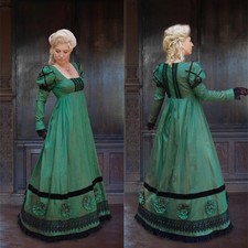 Regency Empire Green Ball Gown Dress Medieval Regency Era High Waist Tea Party