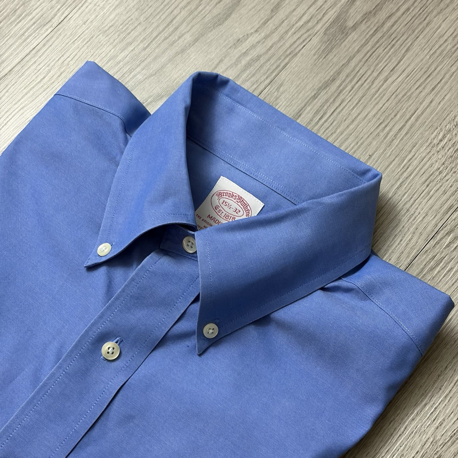 Brooks Brothers Madsion Fit Blue Cotton Dress Shirt Button Down 15.5-32