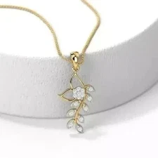 1 Ct Round Cut Simulated Diamond CAT Lover  Pendant 14k Yellow Gold Plated