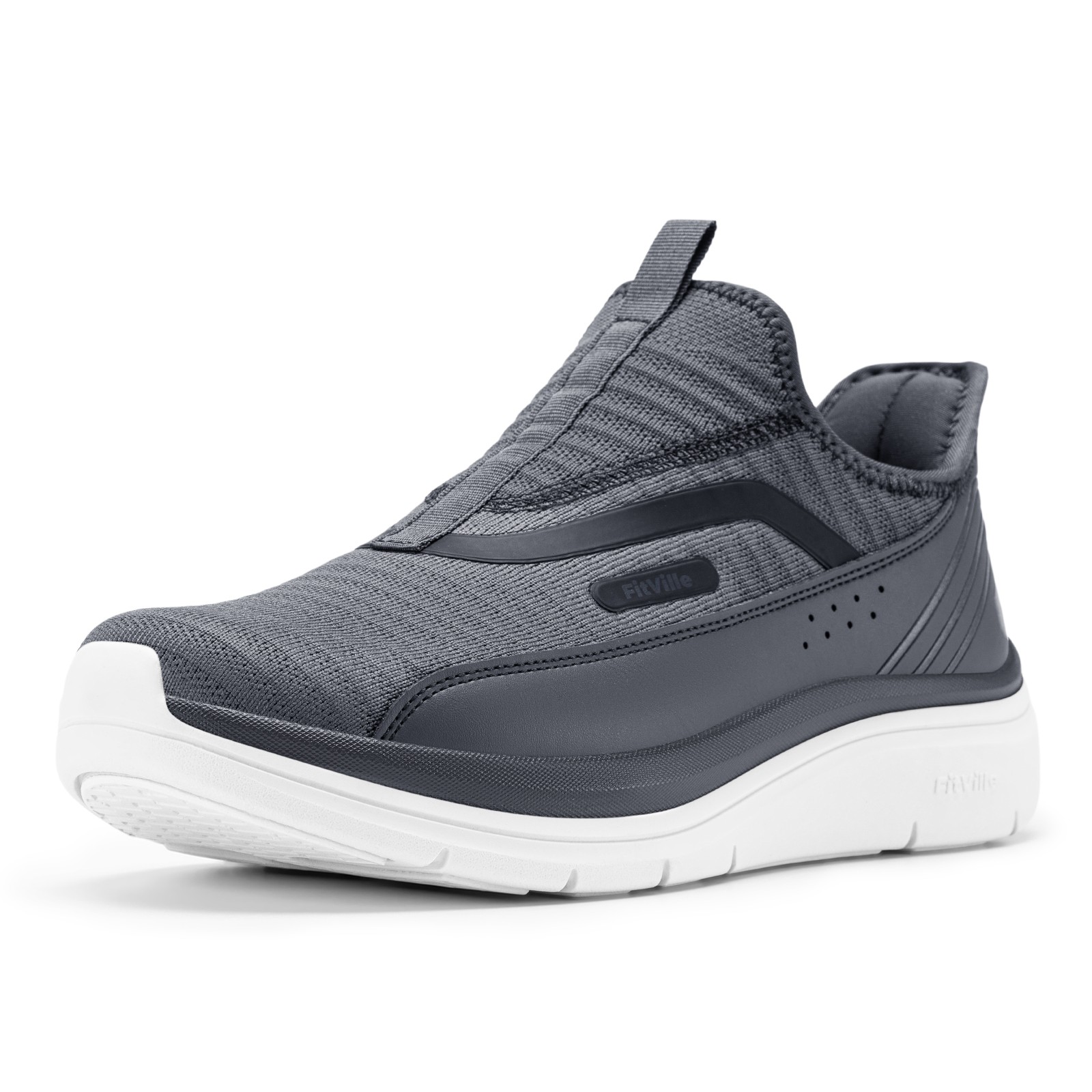 FitVille Men's Extra Wide Slip On Walking Shoes Arch Support