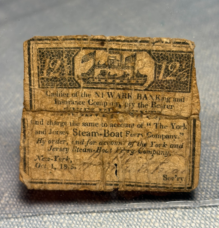 (#103035) 1815 12 1/2 cent note.   Newark Banking   New Jersey   Steamboat Ferry