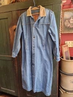 Vintage Levi’s Denim Duster Coat USA Corduroy Collar Long Jacket Large Strauss