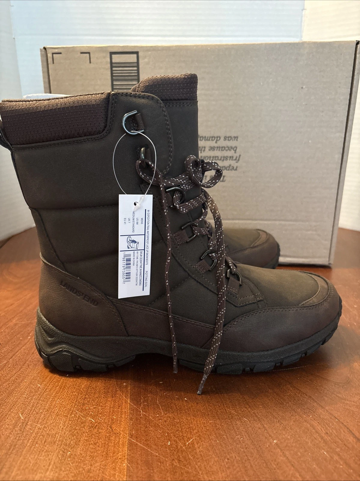 Lands’ End Expedition Trail Waterproof Snow Boots Men’s 8 Dark Brown Lace Up NEW
Opens in a new wind