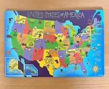 USA Map United States of America 16"x10.5" Magnetic Puzzle Tray 55 Magnet Pieces