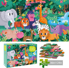 Puzzles for Kids Ages 4-6, 6-8, Jungle Animals Toddler Puzzle Age 2-4, Jigsaw Fl