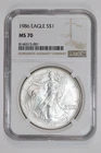 1986 SILVER AMERICAN EAGLE NGC MS70 SPOT FREE