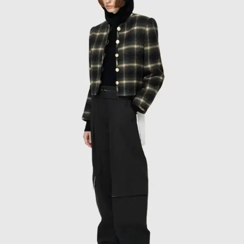 Low Classic Check Pattern Round Neck Jacket - Exc… - image 4