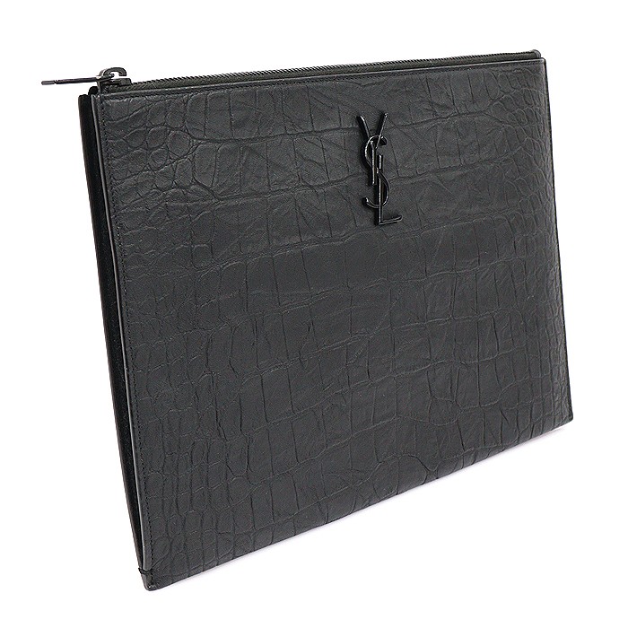 Pochette Saint Laurent monogramma opaca modello coccodrillo nero 453249 123202044