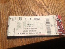 JO ADELL  ZACH NETO JOSE SORIANO LOS ANGELES ANGELS 4/6/2026 TICKET STUB MINT