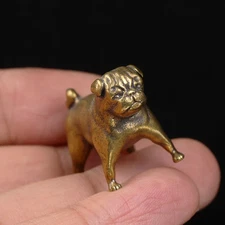 Brass  Pug Dog Figurine Small Animal Statue Table Home Decoration Toy