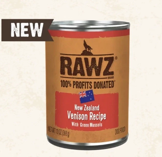 Rawz 94% Veison Recipe w/Green Lipped Mussels Canned Dog Food 12/13oz Cans