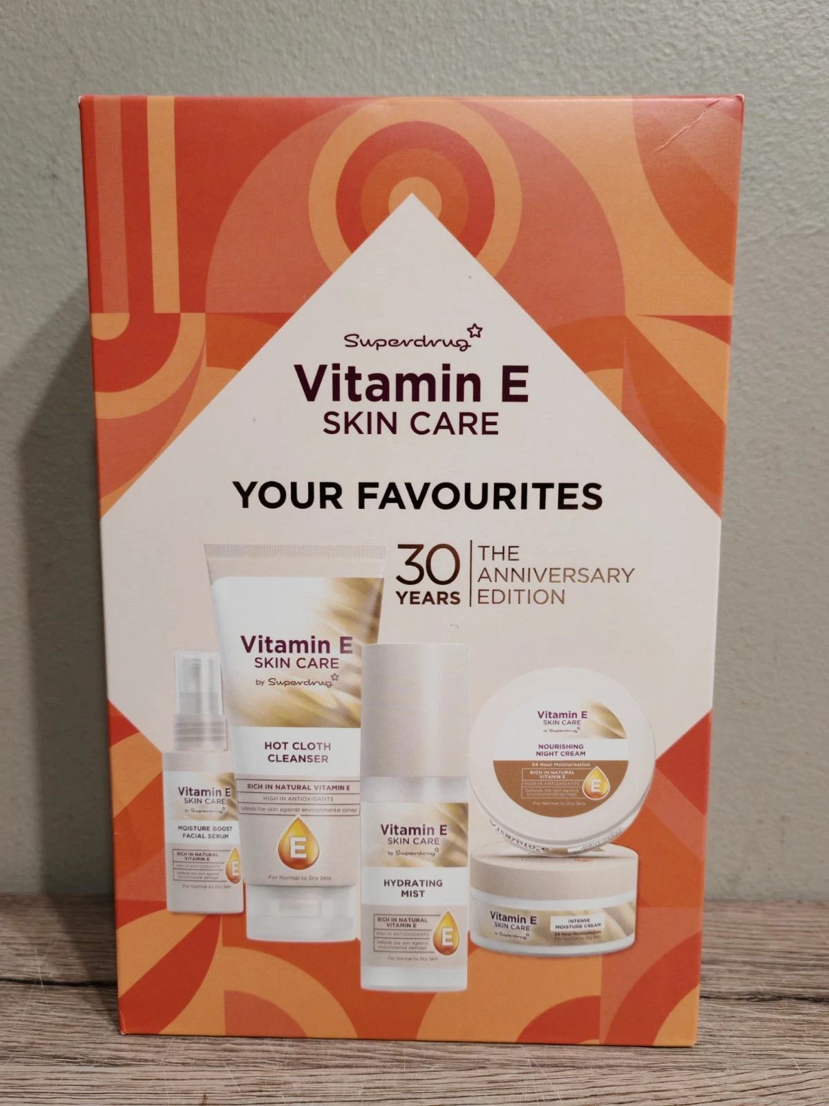 Superdrug Vitamin E Skincare Gift Set 5pc Full Size Cleanser Serum Cream Bundle