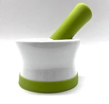 Porcelain / Ceramic Mortar and Pestle With Non-Slip Detachable Silicone Base New
