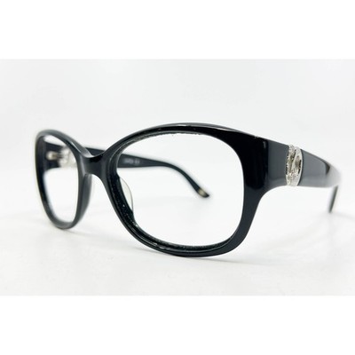 Jimmy Choo Eyeglasses Womens Black Crystal Logo 53-18-130