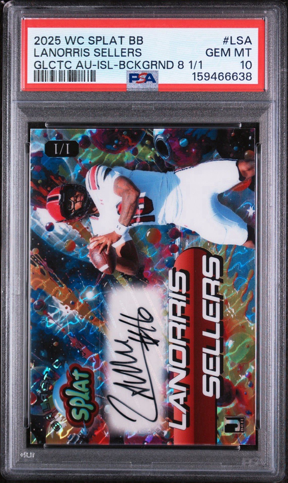 2025 WILD CARD SPLAT GALACTIC FOIL AUTO LANORRIS SELLERS SC GAMECOCKS 1/1 PSA 10