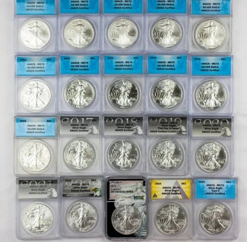 2006-2025 Silver American Eagle Lot Of 20 MS70 Coins BU .999 SAEs