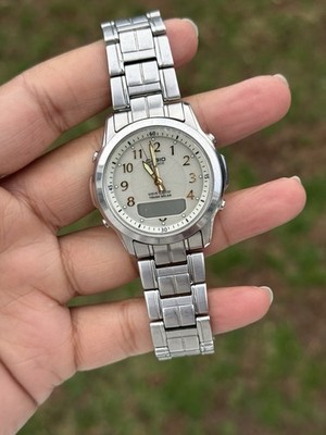 CASIO vintage rare Lineage wave ceptor Tough Solar Silver Case Men
