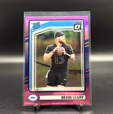 Devin Leary Pink Optic Prizm Holo Rated Rookie RC 2024 Donruss Card #329 Ravens. rookie card picture